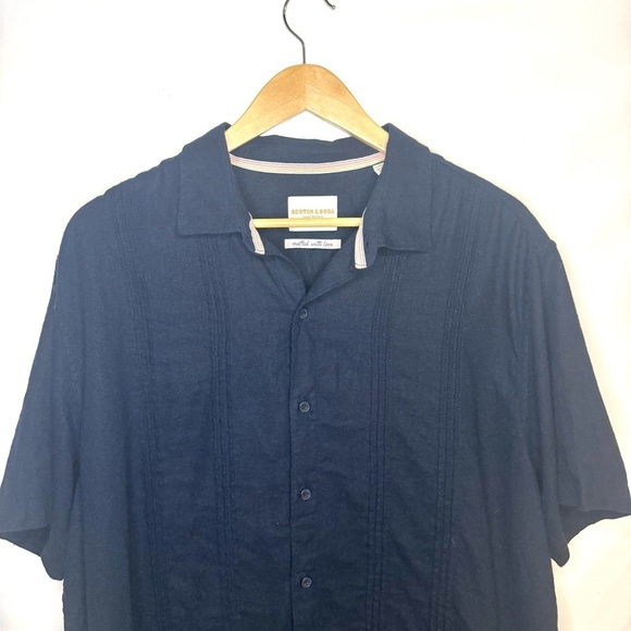 Scotch & Soda Men’s Linen Blend Navy Short Sleeve Shirt Size XL - Picture 5 of 13